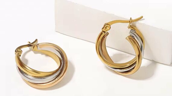 Rose Gold & Silver hoops од челик